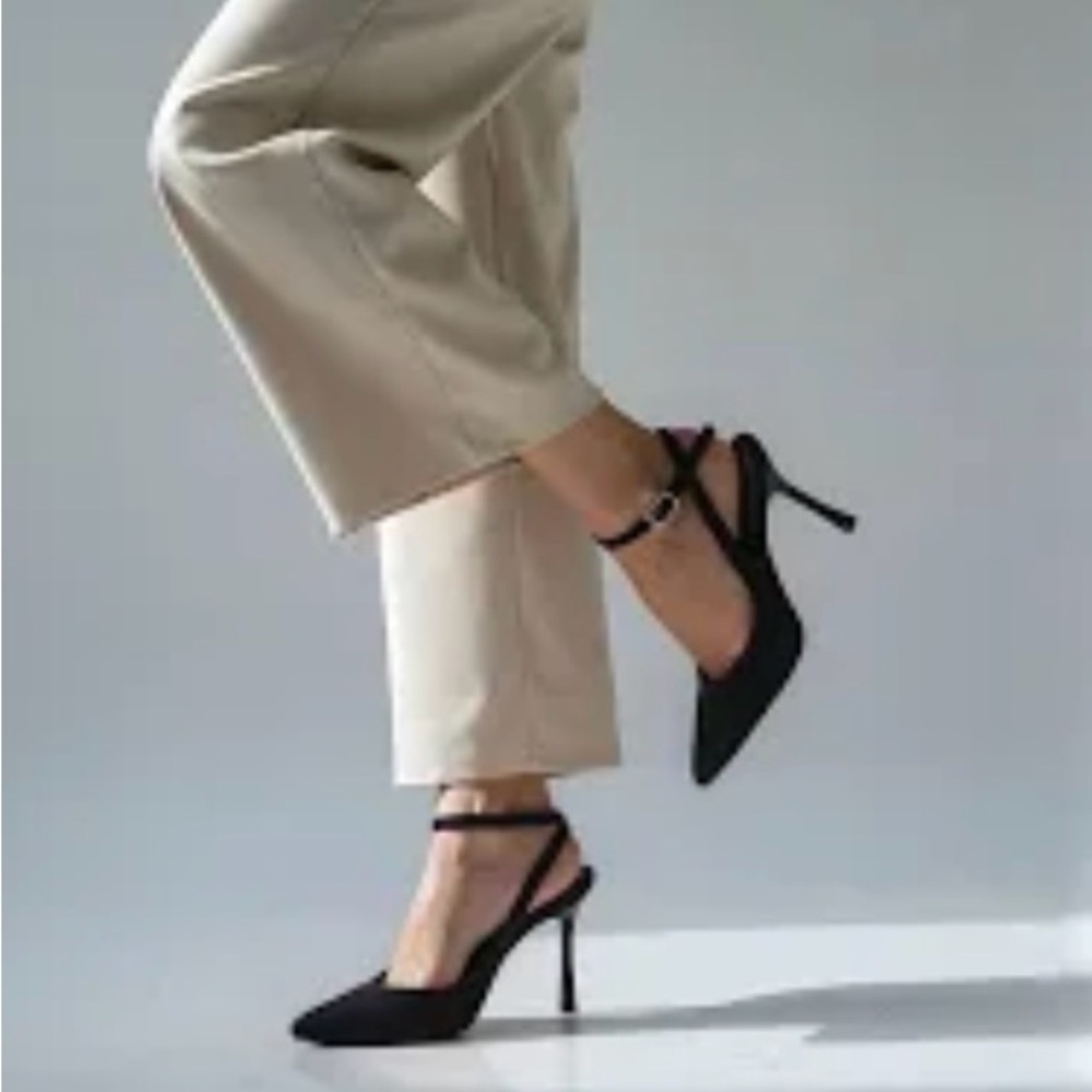 Guess Cilea Black Suede Slingback Stiletto Heels 7.5